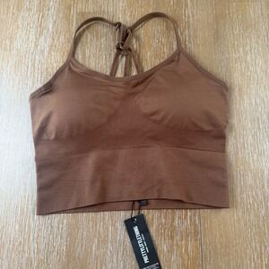 PRETTYLITTLETHING Dark Brown‎ Basic Seamless Padded Sports Bra - S